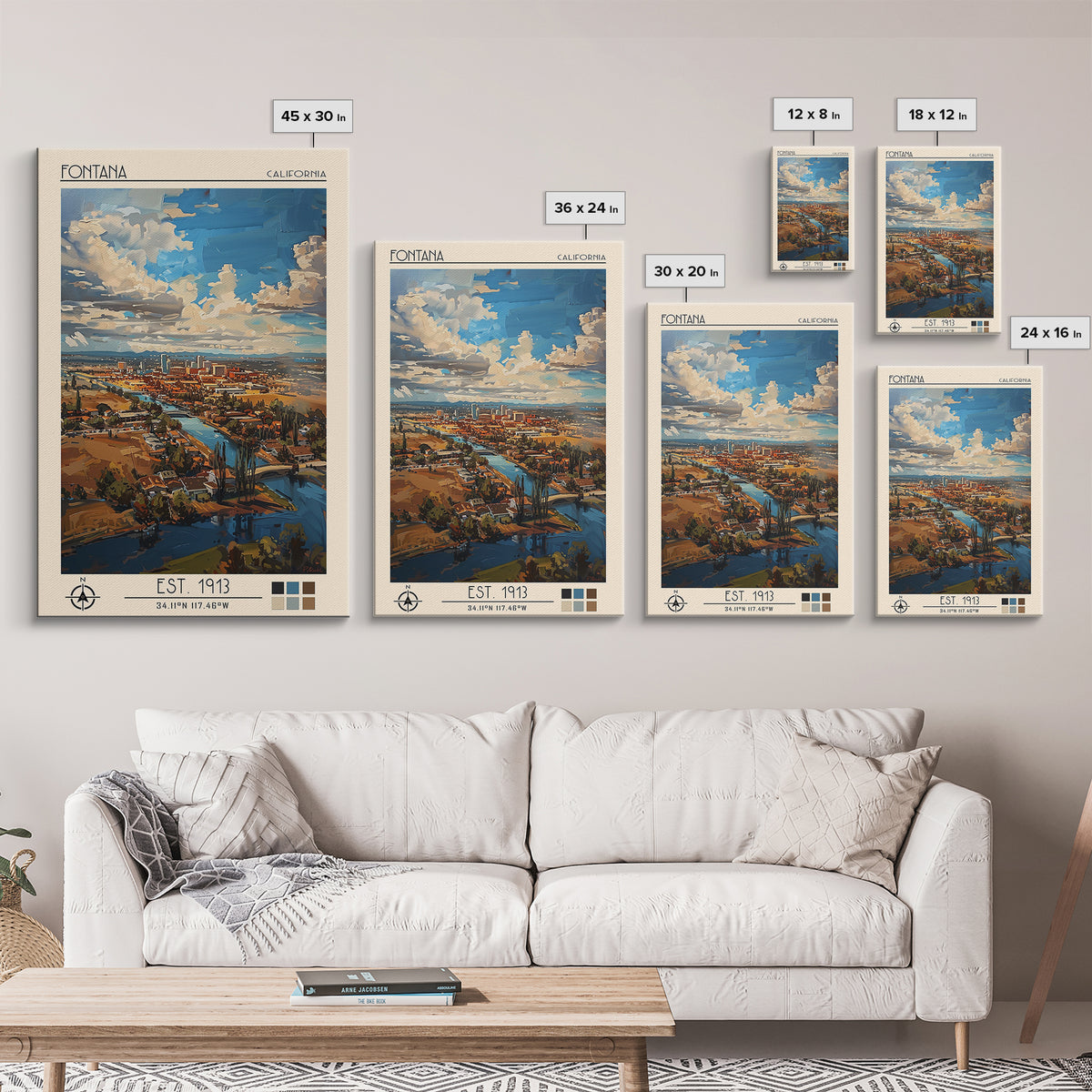 Fontana Travel Poster, Canvas Print, City Travel Poster, Vintage City Poster, City Art Print, Retro Travel Poster, City Illustration