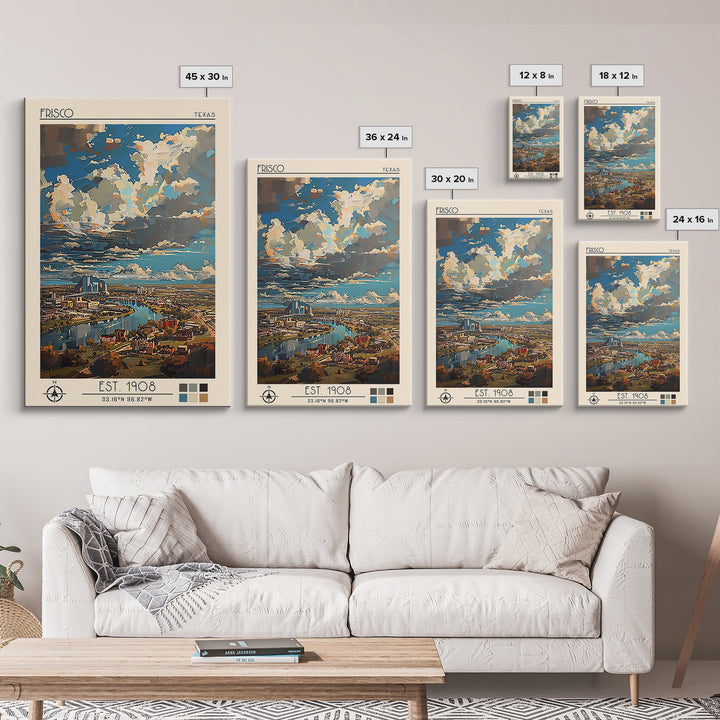 Frisco Travel Poster, Framed Canvas Print, City Travel Poster, Vintage City Poster, Landscape Art, Vintage Travel Art, City Wall Art