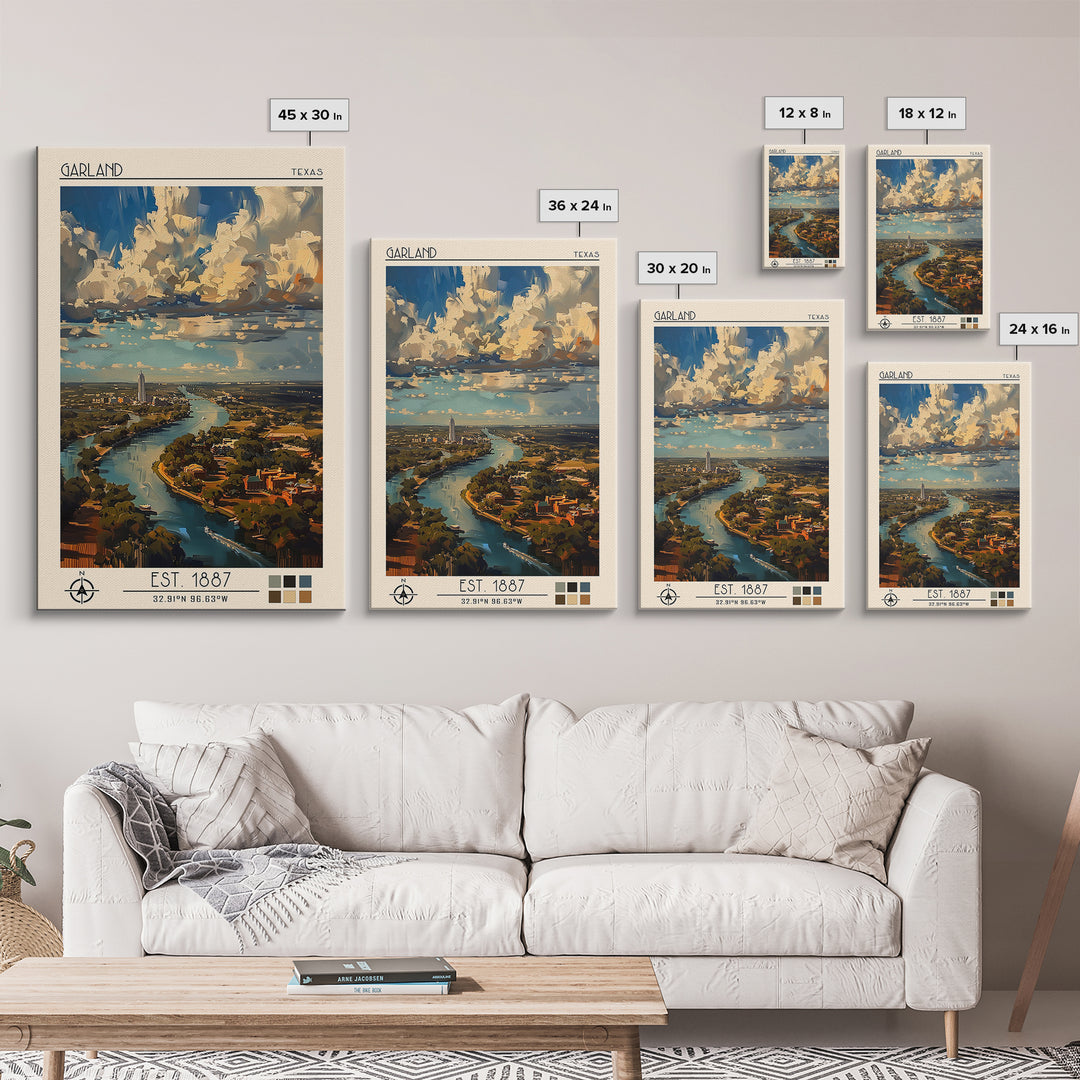 Garland Travel Poster, Framed Canvas Print, Retro Wall Art, Travel Print, Travel Wall Art, Home Office Decor, Wall Art, Poster Print
