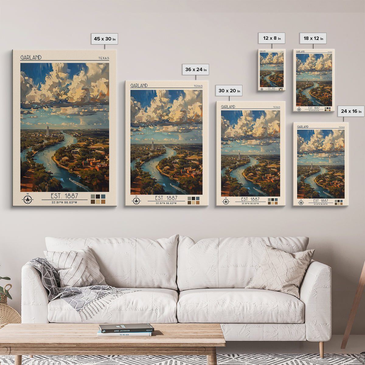 Garland Travel Poster, Framed Canvas Print, Retro Wall Art, Travel Print, Travel Wall Art, Home Office Decor, Wall Art, Poster Print