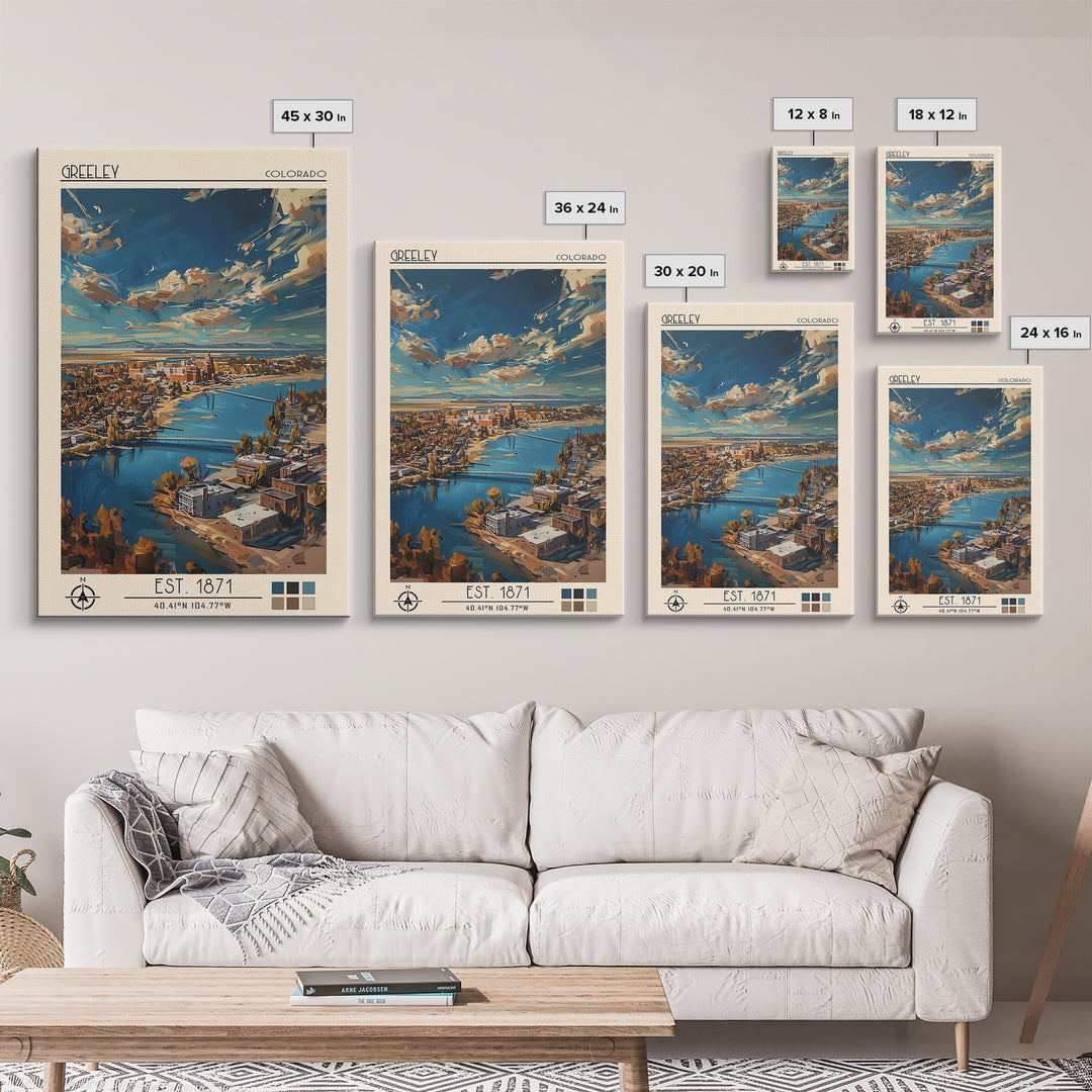 Greeley Travel Poster, Canvas Print, Travel Art Print, Modern Wall Decor, Travel Prints, City Art Print, Travel Wall Decor, Wall Art