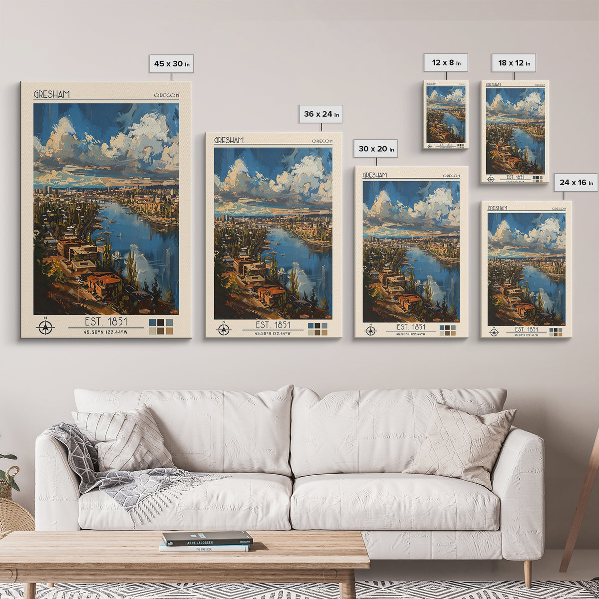 Gresham Travel Poster, Framed Canvas Print, Retro Wall Art, Travel Print, Travel Wall Decor, Retro Travel Poster, City Travel Poster