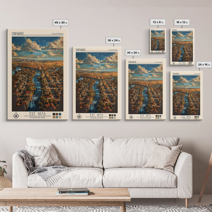 Hayward Travel Poster, Canvas Print, Retro Wall Art, Travel Print, Wanderlust Gift, Vintage City Poster, Gallery Wall Set, Art Print