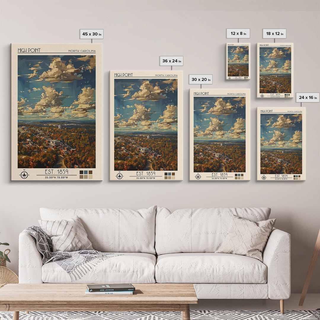 High Point Travel Poster, Canvas Print, Vintage Travel Print, City Wall Art, Living Room Wall Art, Vintage Posters, Gallery Wall Set