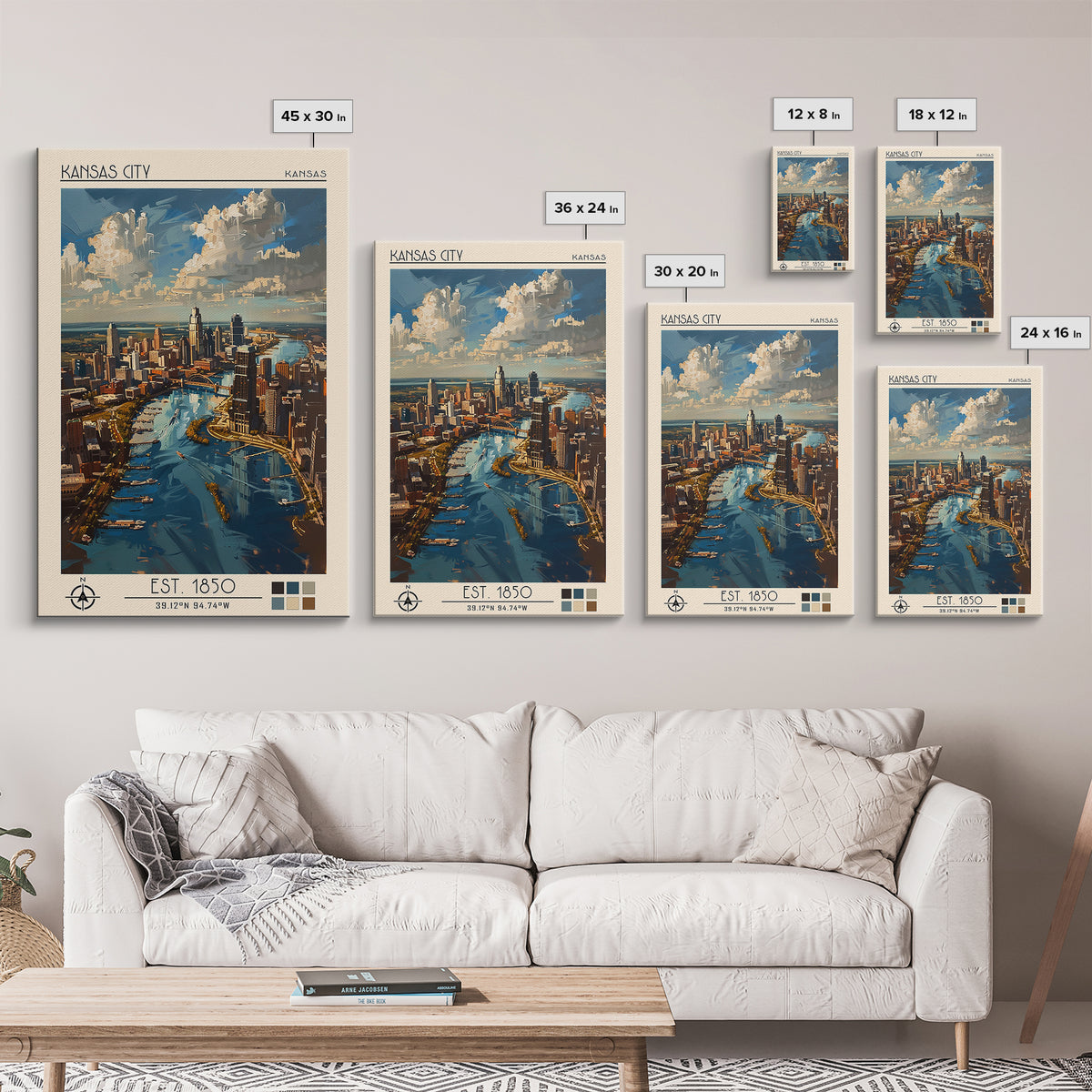 Kansas City Missouri Travel Poster, Canvas Print, Retro Travel Poster, City Wall Art, Vintage Posters, Landscape Art, Fine Art Print