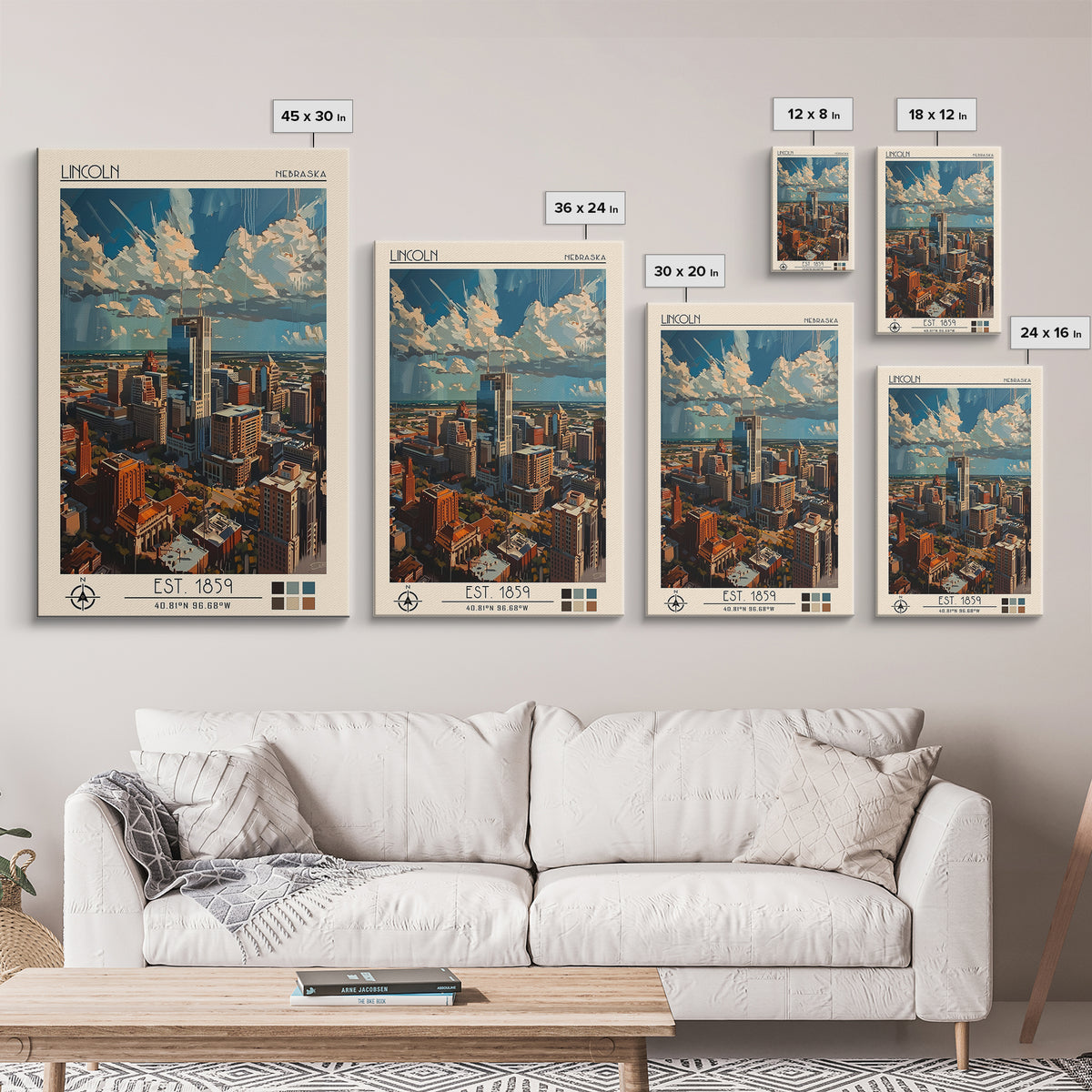 Lincoln Travel Poster, Canvas Print, City Art Print, Travel Wall Art, Fine Art Print, Gallery Wall Set, Poster Print, Travel Posters
