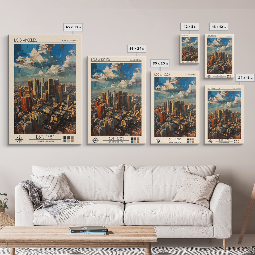 Los Angeles Travel Poster, Canvas Print, Retro Travel Poster, City Wall Art, Vintage Travel Art, Mid Century Wall Art, Travel Prints