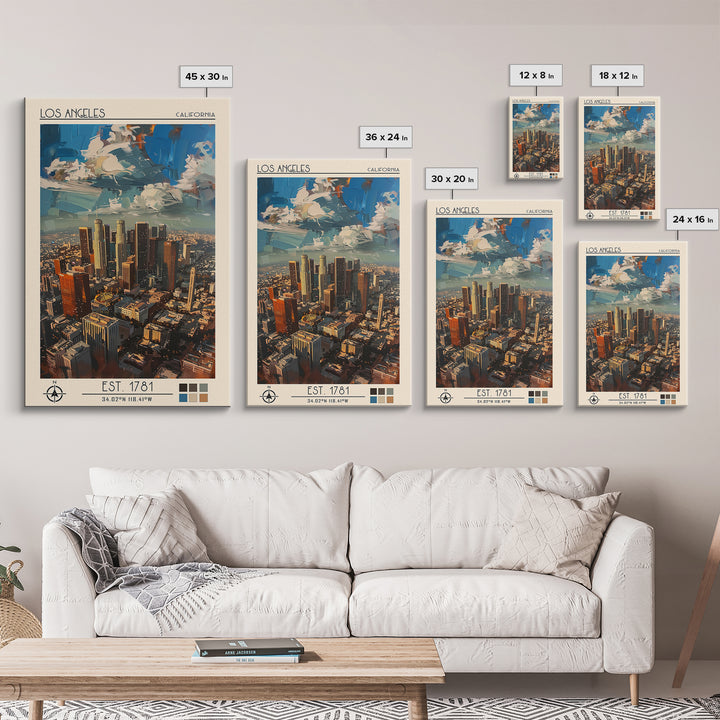 Los Angeles Travel Poster, Canvas Print, Retro Travel Poster, City Wall Art, Vintage Travel Art, Mid Century Wall Art, Travel Prints