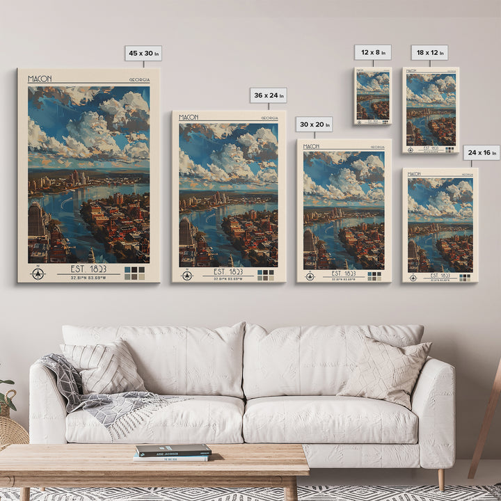 Macon Travel Poster, Canvas Print, Travel Wall Decor, Minimalist Poster, Modern Wall Decor, Poster Print, Travel Print, Travel Decor