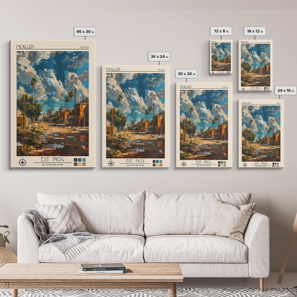 McAllen Travel Poster, Canvas Print, Retro Travel Poster, City Wall Art, City Travel Poster, Mid Century Wall Art, City Illustration
