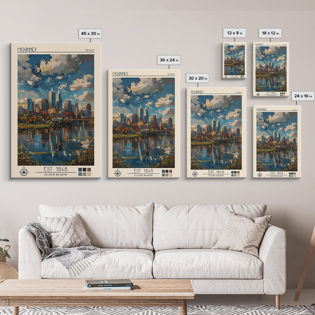 McKinney Travel Poster, Framed Canvas Print, City Travel Poster, Vintage City Poster, City Art Print, Wanderlust Gift, City Wall Art