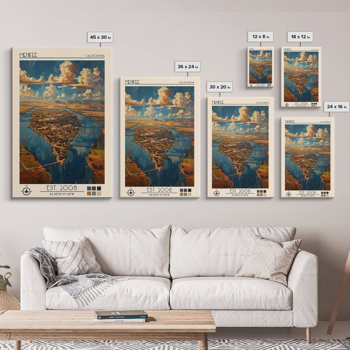 Menifee Travel Poster, Canvas Print, Travel Wall Decor, Minimalist Poster, City Wall Art, Poster Print, Modern Wall Decor, Art Print