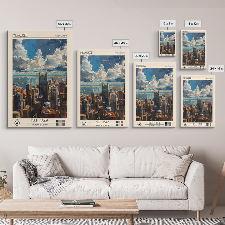 Milwaukee Travel Poster, Canvas Print, Travel Wall Art, City Wall Art, Vintage Travel Print, Retro Travel Print, Retro Travel Poster
