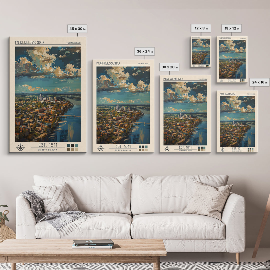 Murfreesboro Travel Poster, Canvas Print, Poster Print, Travel Wall Art, Vintage Travel Art, Living Room Wall Art, City Illustration