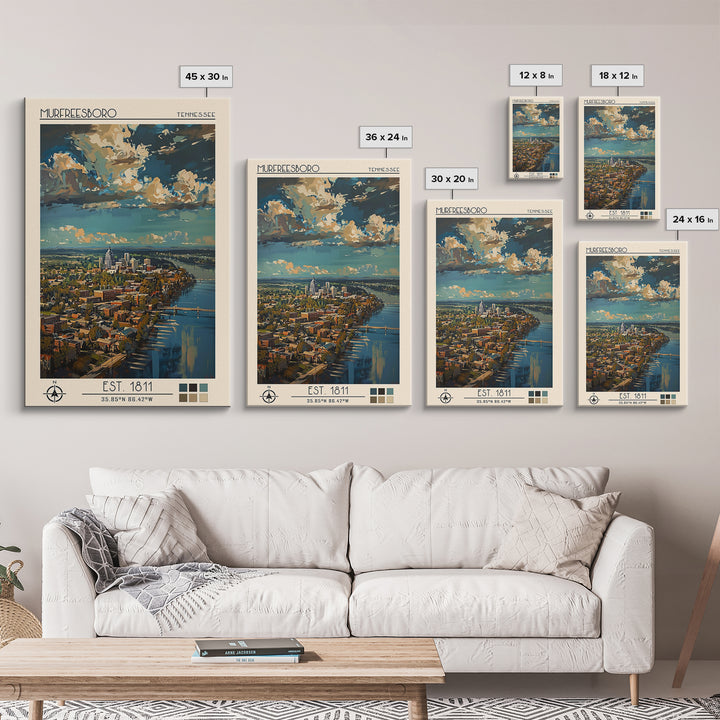 Murfreesboro Travel Poster, Canvas Print, Poster Print, Travel Wall Art, Vintage Travel Art, Living Room Wall Art, City Illustration