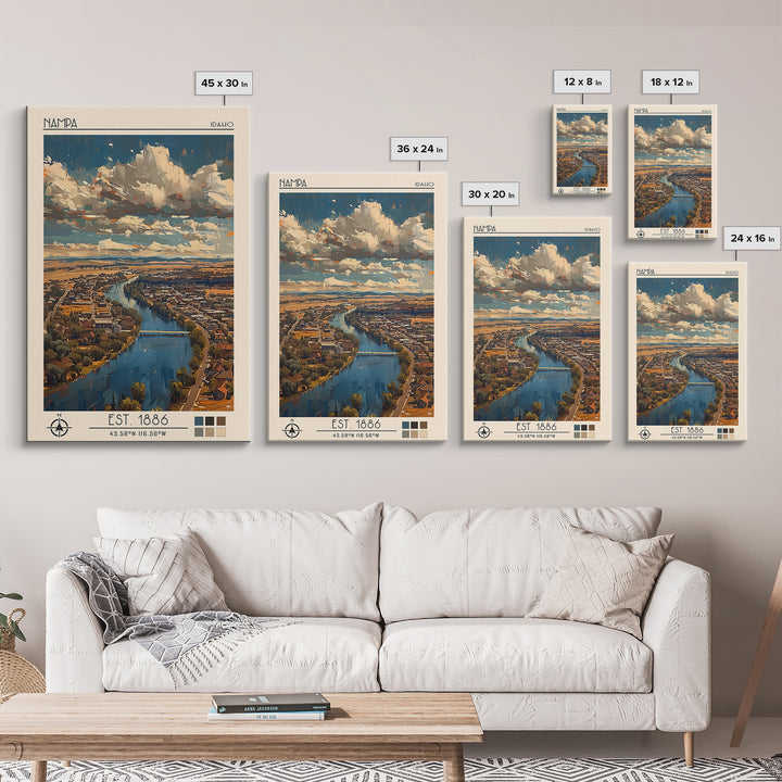 Nampa Travel Poster, Framed Canvas Print, City Art Print, Travel Wall Art, City Illustration, Poster Print, Fine Art Print, Wall Art
