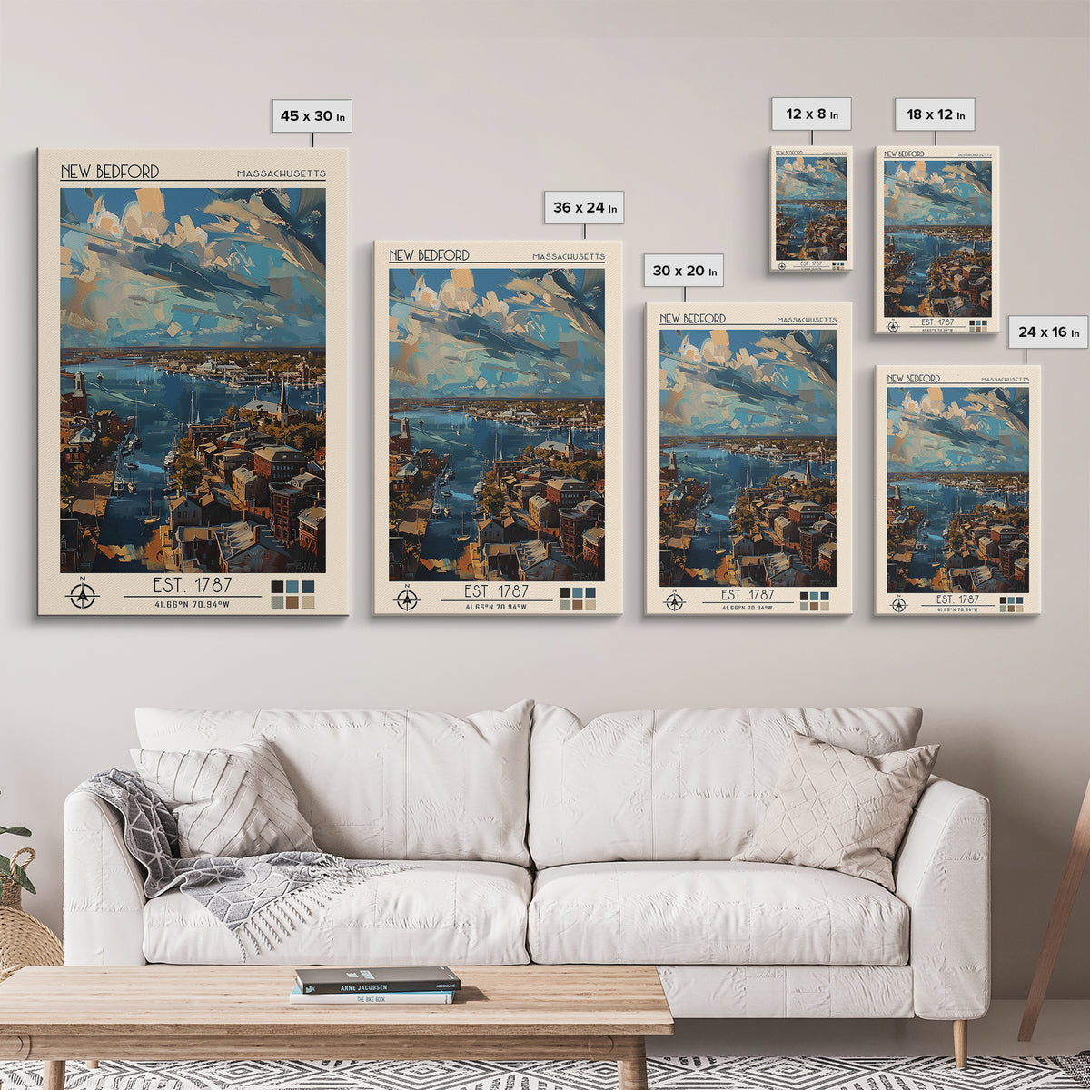 New Bedford Travel Poster, Framed Canvas Print, Travel Art Print, Modern Wall Decor, Home Office Decor, Fine Art Print, Poster Print