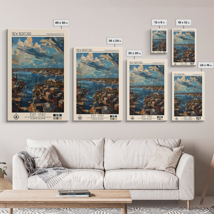 New Bedford Travel Poster, Framed Canvas Print, Travel Art Print, Modern Wall Decor, Home Office Decor, Fine Art Print, Poster Print