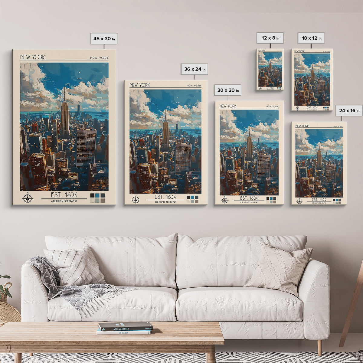New York Travel Poster, Framed Canvas Print, Travel Wall Art, City Wall Art, Retro Travel Poster, Retro Travel Print, Retro Wall Art