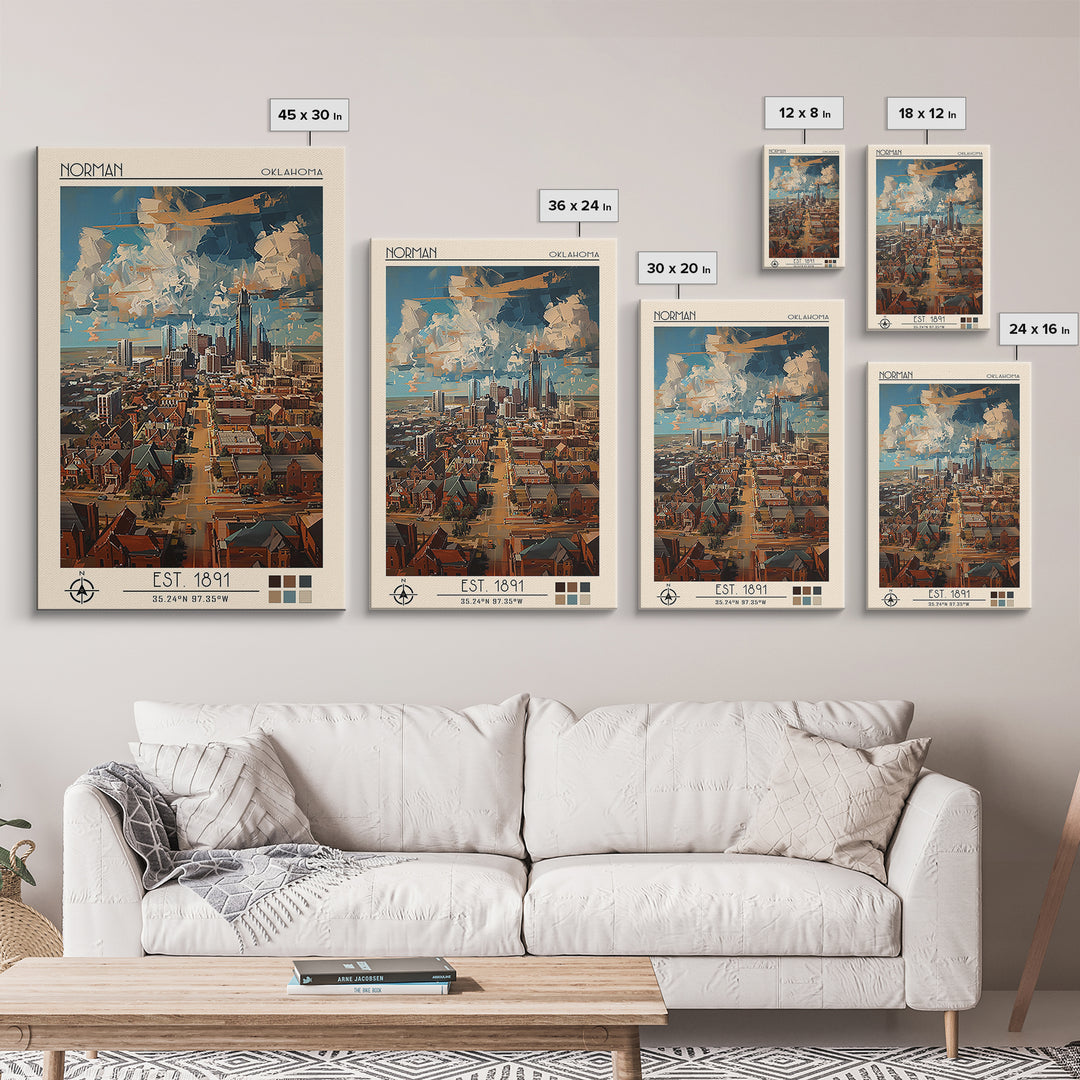 Norman Travel Poster, Framed Canvas Print, Vintage Travel Print, City Wall Art, Vintage Posters, Travel Wall Art, Retro Travel Print
