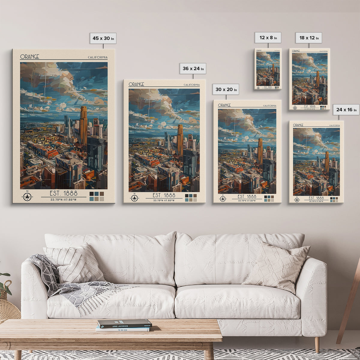 Orange Travel Poster, Canvas Print, Retro Travel Poster, City Wall Art, Vintage Travel, Travel Wall Art, Landscape Art, Poster Print