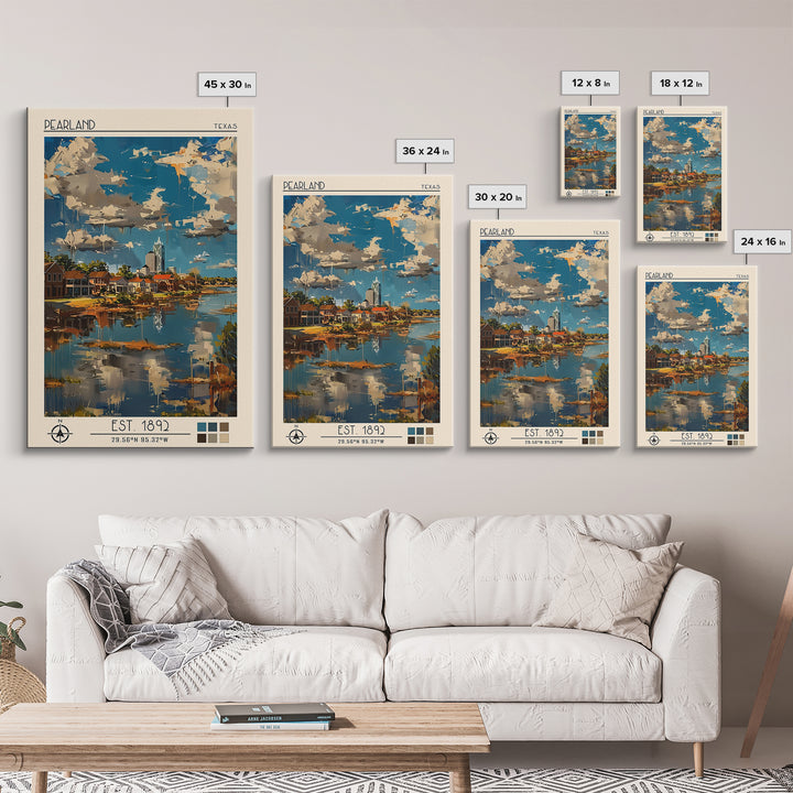 Pearland Travel Poster, Framed Canvas Print, City Travel Poster, Vintage City Poster, Vintage Poster, Travel Wall Art, Travel Prints
