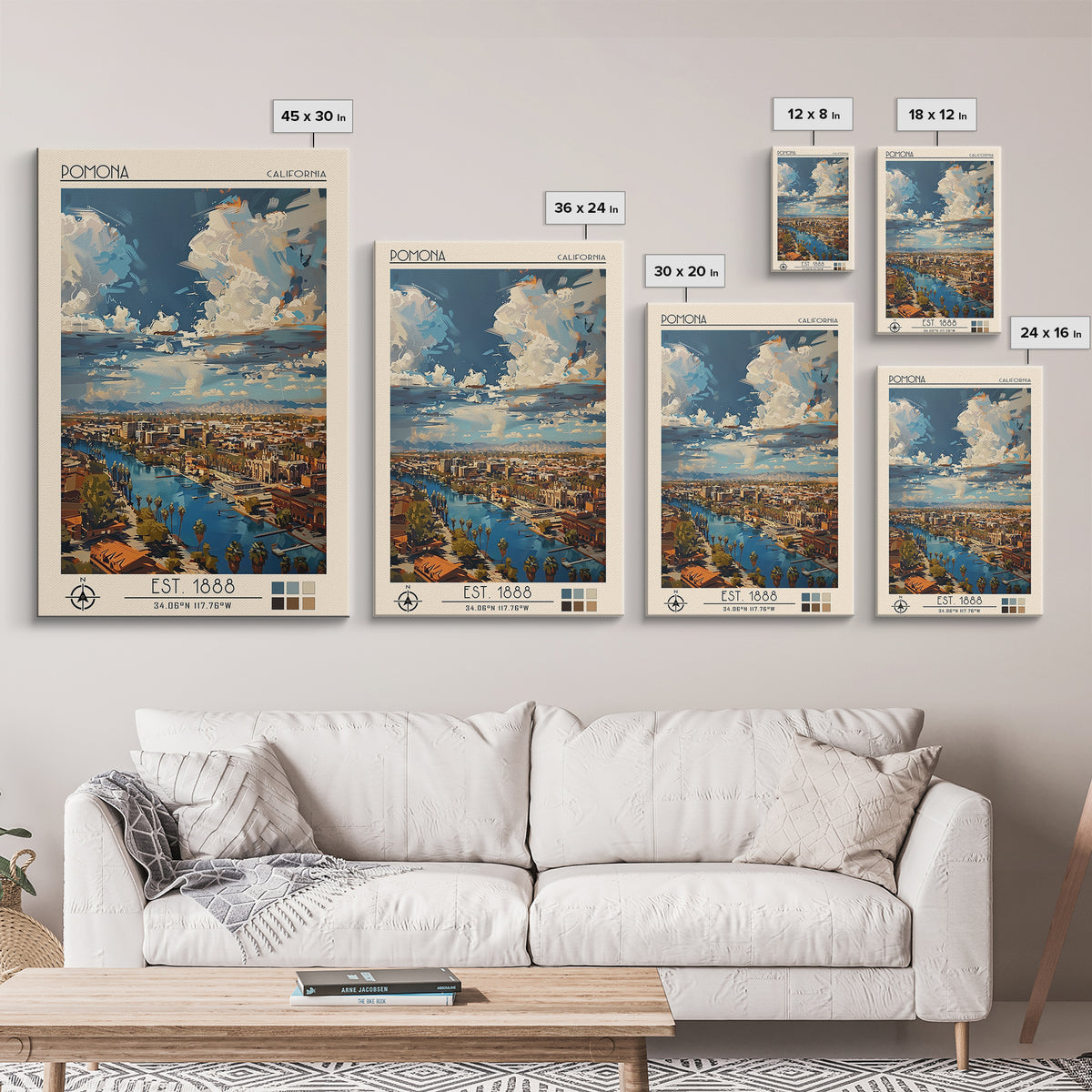 Pomona Travel Poster, Canvas Print, Retro Wall Art, Travel Print, Vintage Travel, City Illustration, Art Print, Mid Century Wall Art