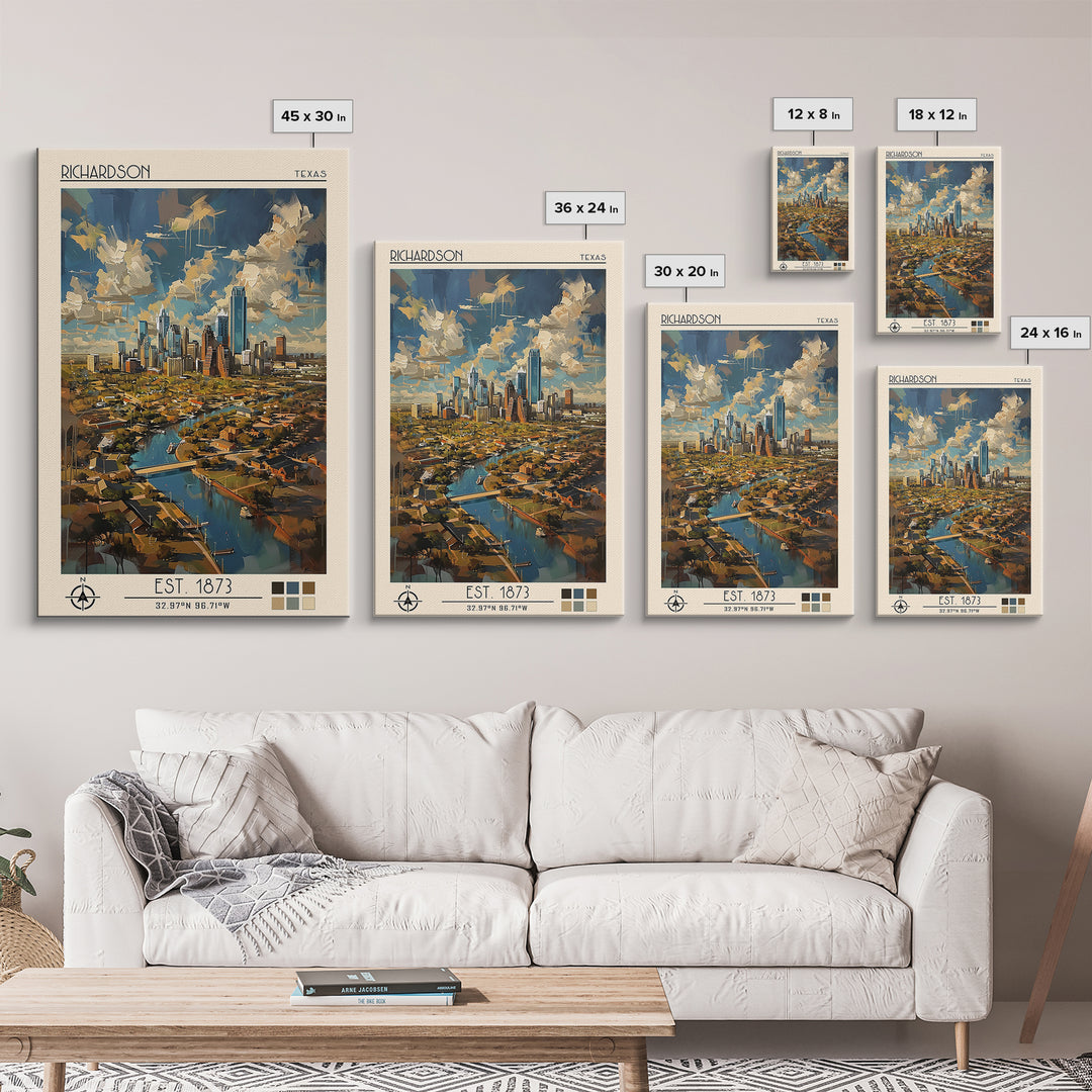 Richardson Travel Poster, Canvas Print, City Travel Poster, Vintage City Poster, Travel Art Print, Fine Art Print, Minimalist Poster