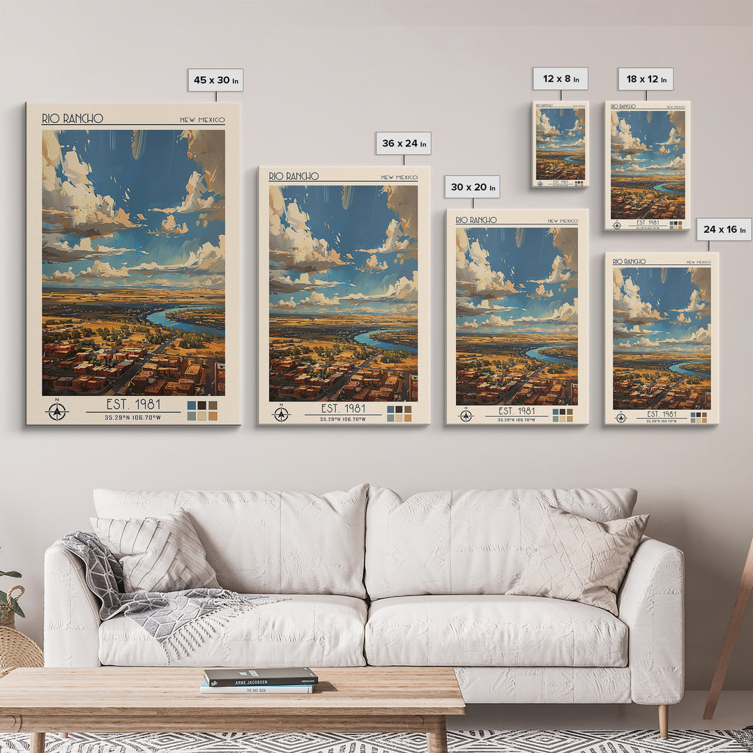 Rio Rancho Travel Poster, Framed Canvas Print, Travel Wall Decor, Minimalist Poster, Landscape Art, Travel Decor, City Travel Poster