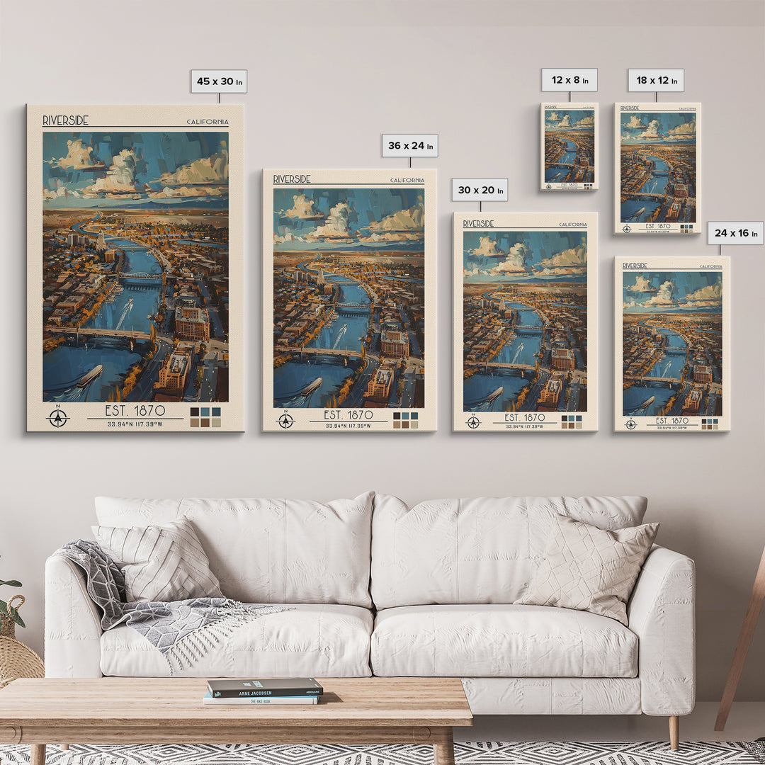 Riverside Travel Poster, Canvas Print, Travel Wall Decor, Minimalist Poster, Home Decor, City Wall Art, Art Print, Home Office Decor