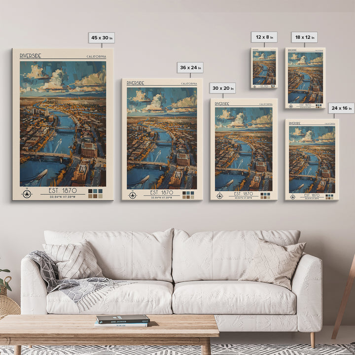 Riverside Travel Poster, Canvas Print, Travel Wall Decor, Minimalist Poster, Home Decor, City Wall Art, Art Print, Home Office Decor