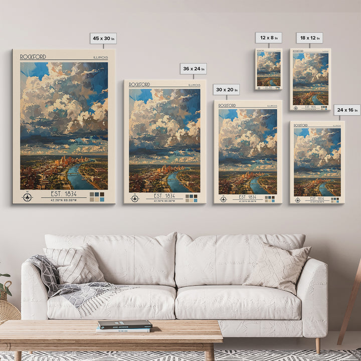 Rockford Travel Poster, Canvas Print, Travel Wall Decor, Minimalist Poster, Travel Art Print, Retro Travel Poster, Modern Wall Decor