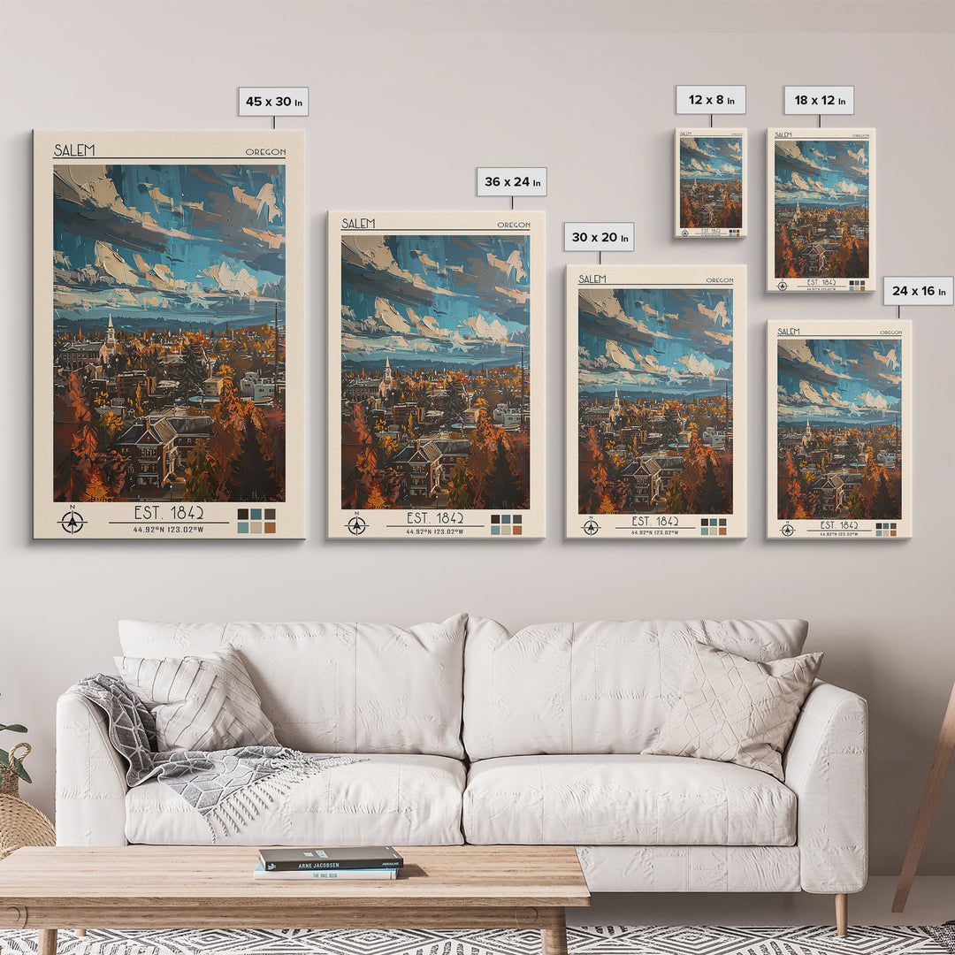 Salem Travel Poster, Canvas Print, City Travel Poster, Travel Wall Art, Living Room Wall Art, Gallery Wall Set, Vintage Travel Print
