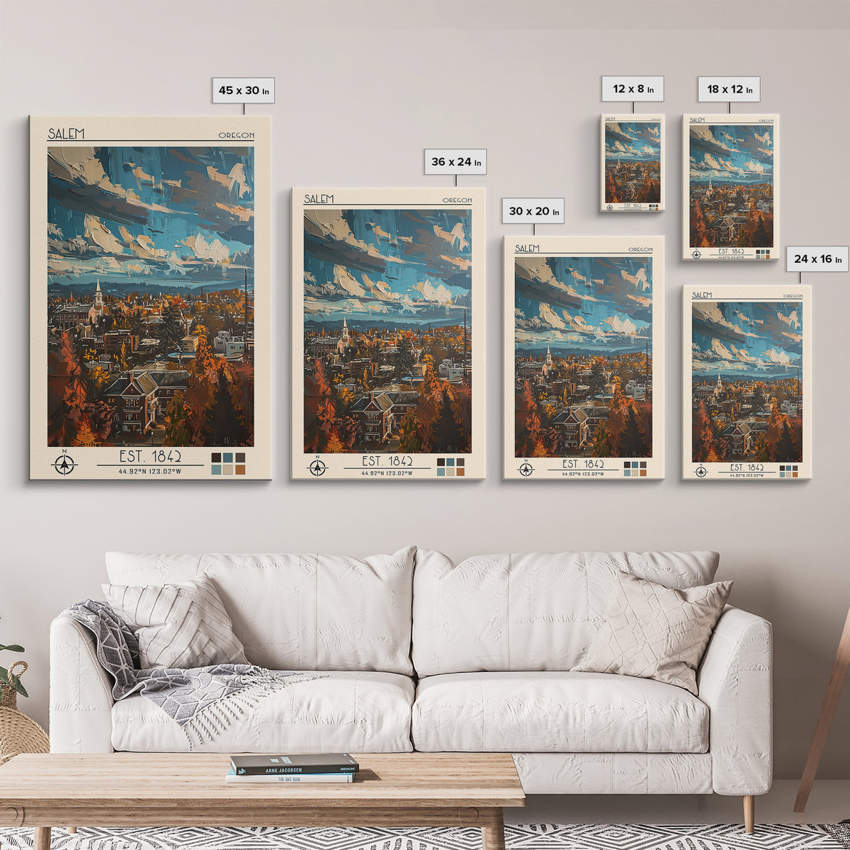 Salem Travel Poster, Canvas Print, City Travel Poster, Travel Wall Art, Living Room Wall Art, Gallery Wall Set, Vintage Travel Print