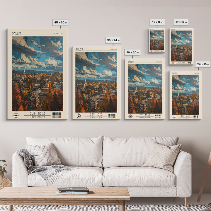 Salem Travel Poster, Canvas Print, City Travel Poster, Travel Wall Art, Living Room Wall Art, Gallery Wall Set, Vintage Travel Print