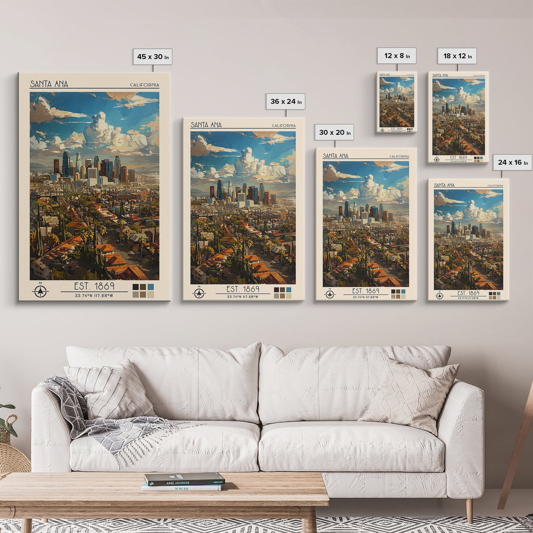 Santa Ana Travel Poster, Framed Canvas Print, City Art Print, Travel Wall Art, Wanderlust Gift, Vintage Travel Print, Vintage Poster