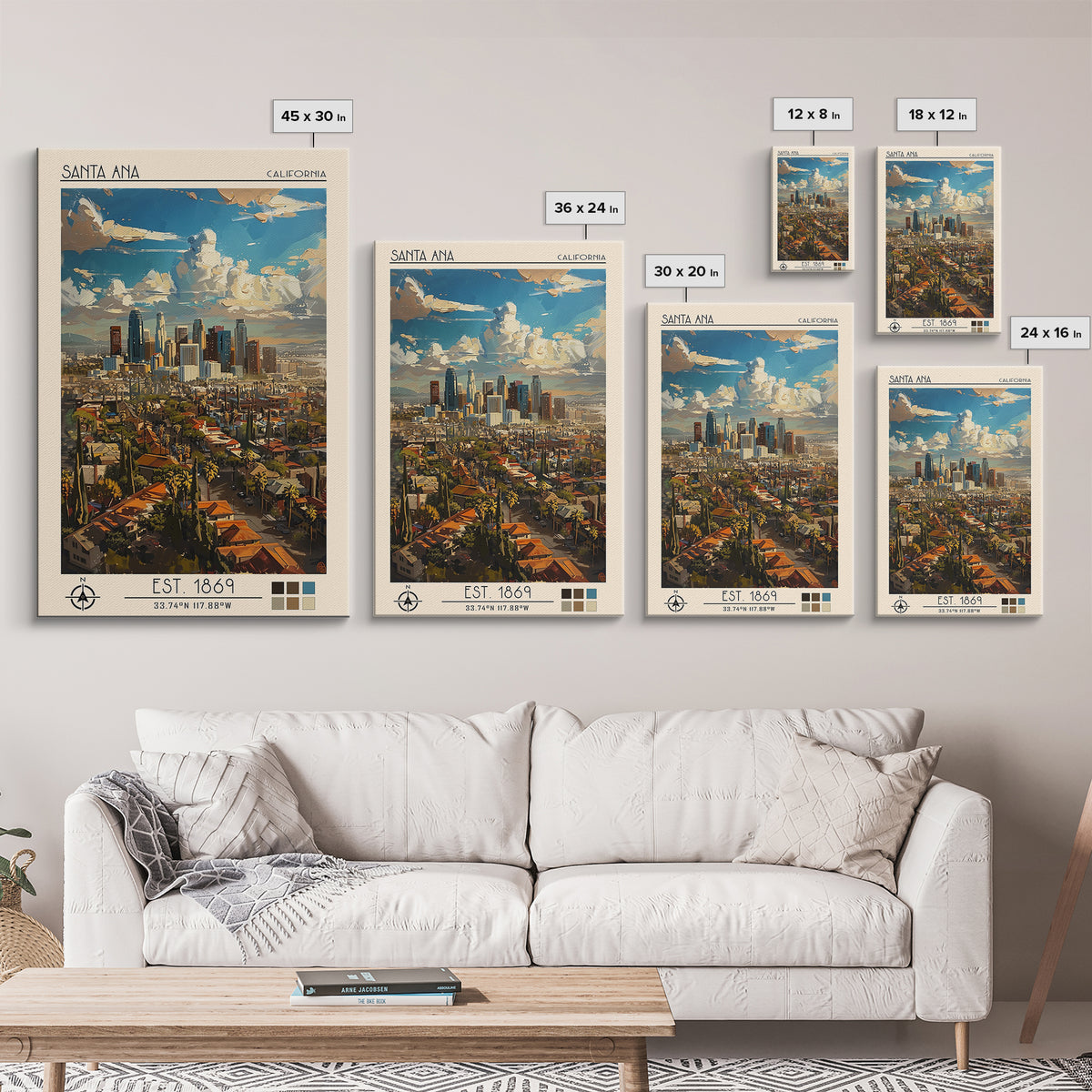Santa Ana Travel Poster, Framed Canvas Print, City Art Print, Travel Wall Art, Wanderlust Gift, Vintage Travel Print, Vintage Poster