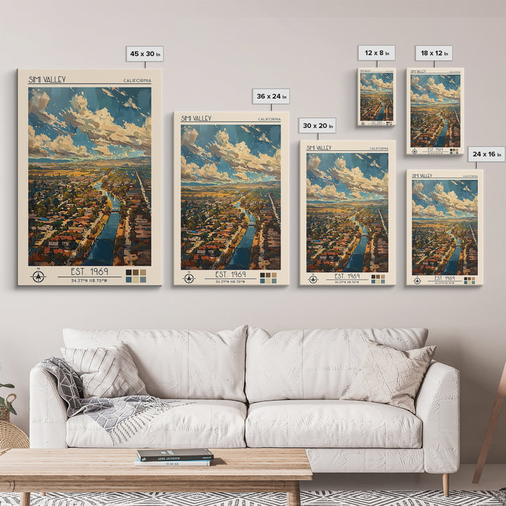 Simi Valley Travel Poster, Framed Canvas Print, City Art Print, Travel Wall Art, Living Room Wall Art, Retro Travel Poster, Wall Art