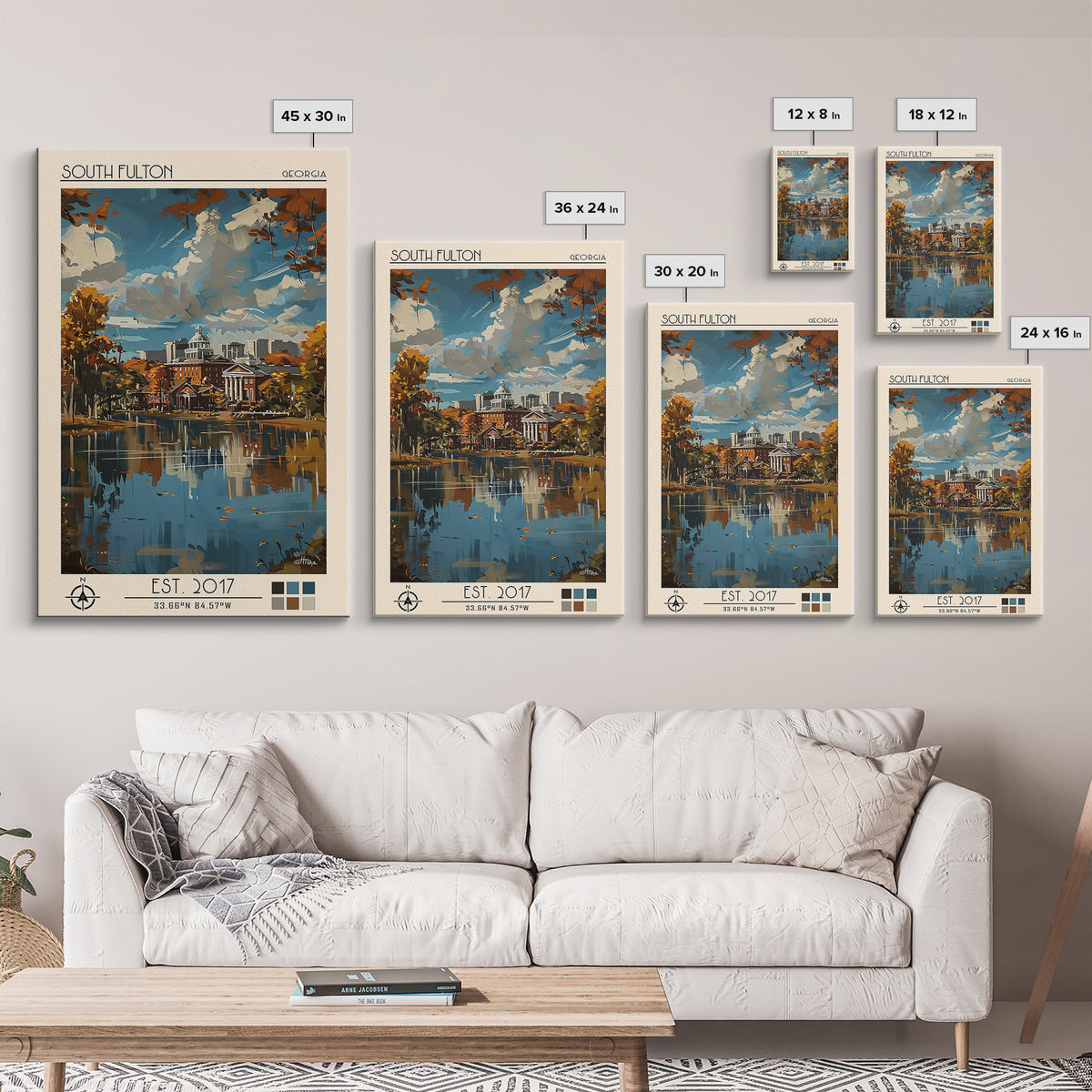 South Fulton Travel Poster, Framed Canvas Print, Retro Travel Poster, City Wall Art, Retro Travel Print, Wanderlust Gift, Poster Art