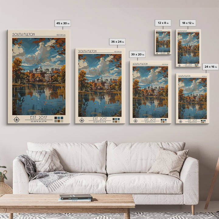 South Fulton Travel Poster, Framed Canvas Print, Retro Travel Poster, City Wall Art, Retro Travel Print, Wanderlust Gift, Poster Art