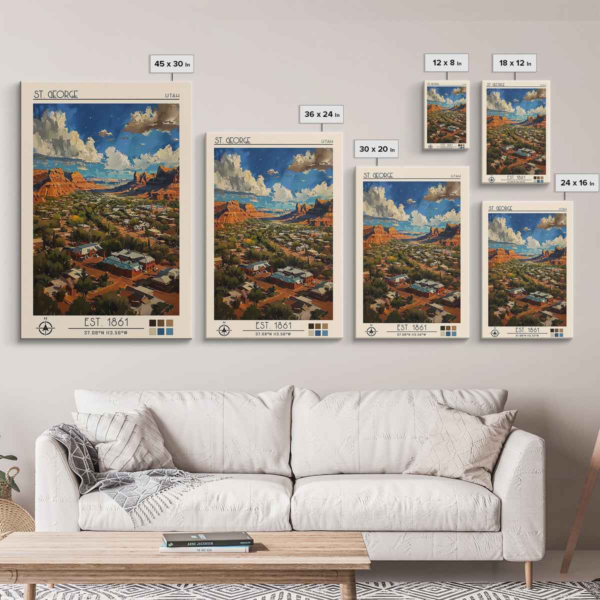 St George Travel Poster, Framed Canvas Print, City Travel Poster, Travel Wall Decor, Travel Print, City Art Print, City Illustration