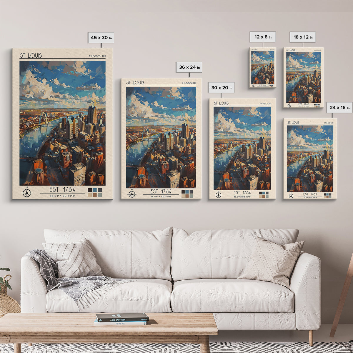 St Louis Travel Poster, Framed Canvas Print, Vintage Travel Print, City Wall Art, Minimalist Poster, City Illustration, Travel Print