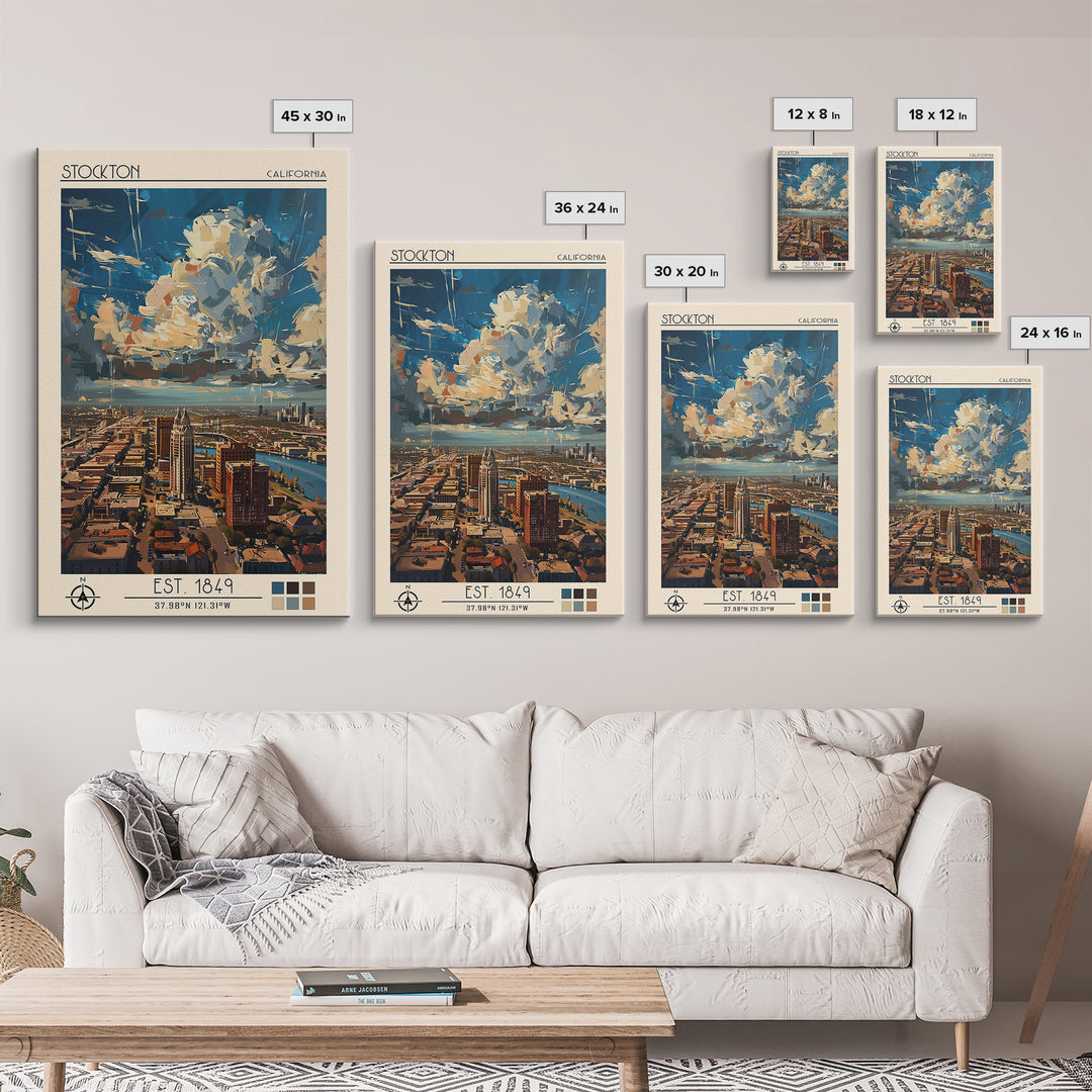 Stockton Travel Poster, Canvas Print, Travel Art Print, Modern Wall Decor, Travel Prints, City Wall Art, Landscape Art, Travel Decor