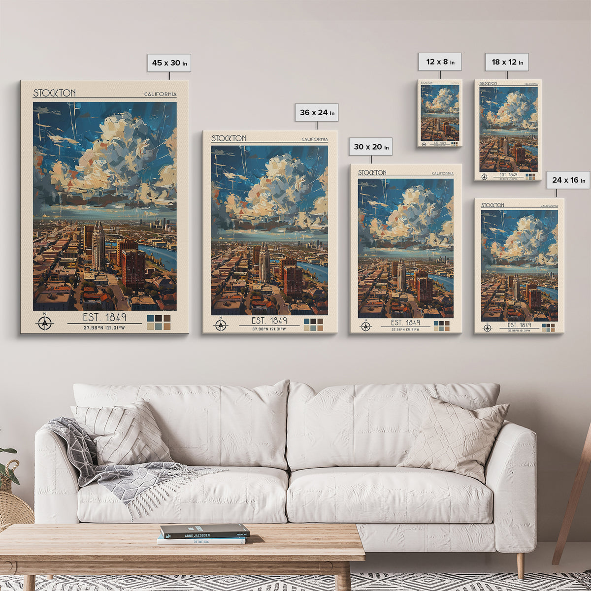 Stockton Travel Poster, Canvas Print, Travel Art Print, Modern Wall Decor, Travel Prints, City Wall Art, Landscape Art, Travel Decor