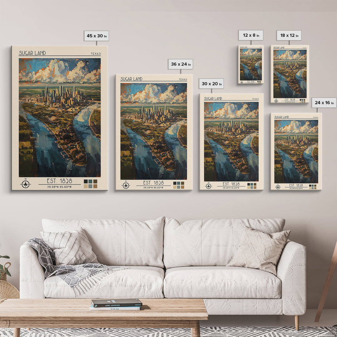 Sugar Land Travel Poster, Canvas Print, City Travel Poster, Travel Wall Decor, Art Print, Landscape Art, Travel Wall Art, Poster Art