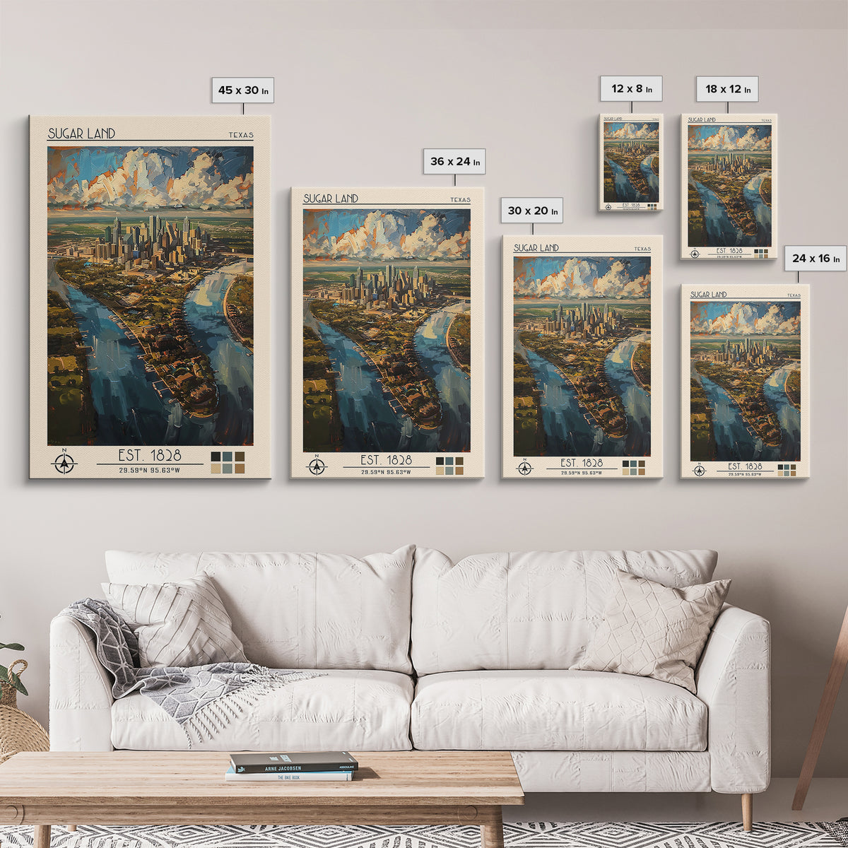 Sugar Land Travel Poster, Canvas Print, City Travel Poster, Travel Wall Decor, Art Print, Landscape Art, Travel Wall Art, Poster Art