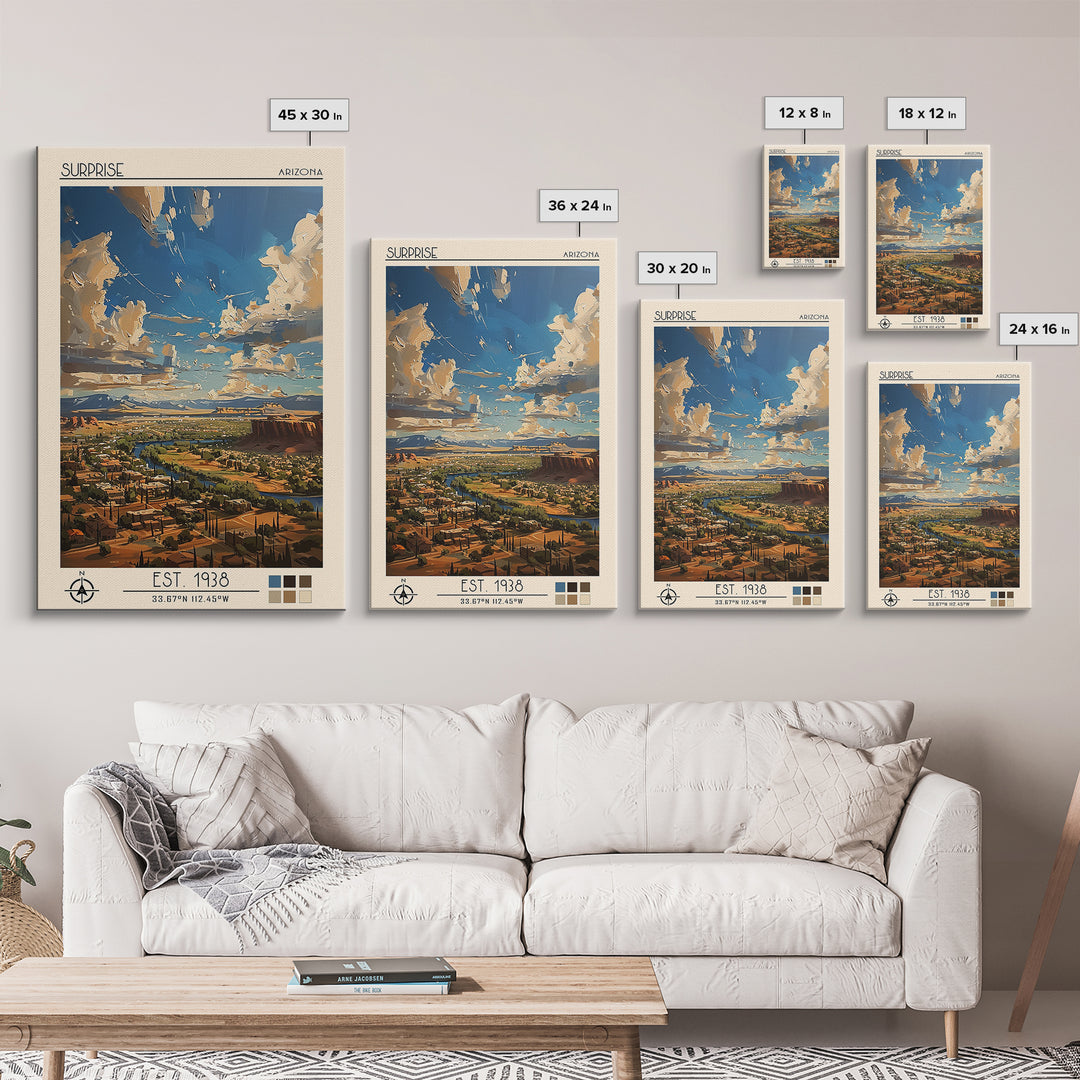 Surprise Travel Poster, Canvas Print, Travel Prints, Landscape Art, Vintage City Poster, Travel Print, Wall Art, Retro Travel Poster