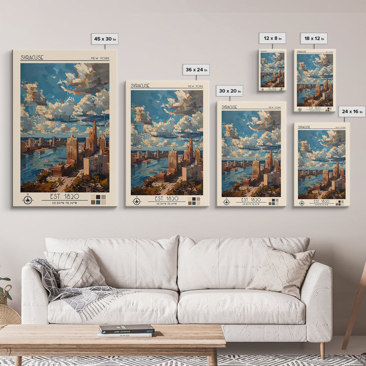 Syracuse Travel Poster, Framed Canvas Print, Vintage Travel Print, City Wall Art, Travel Print, Vintage Travel, Living Room Wall Art