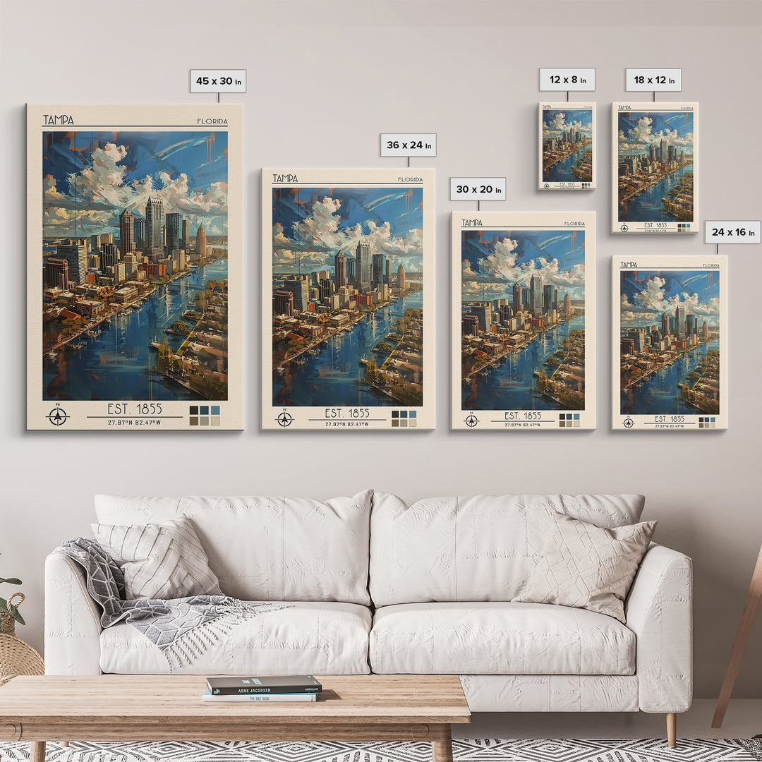 Tampa Travel Poster, Canvas Print, City Travel Poster, Vintage City Poster, Living Room Wall Art, City Art Print, Vintage Travel Art