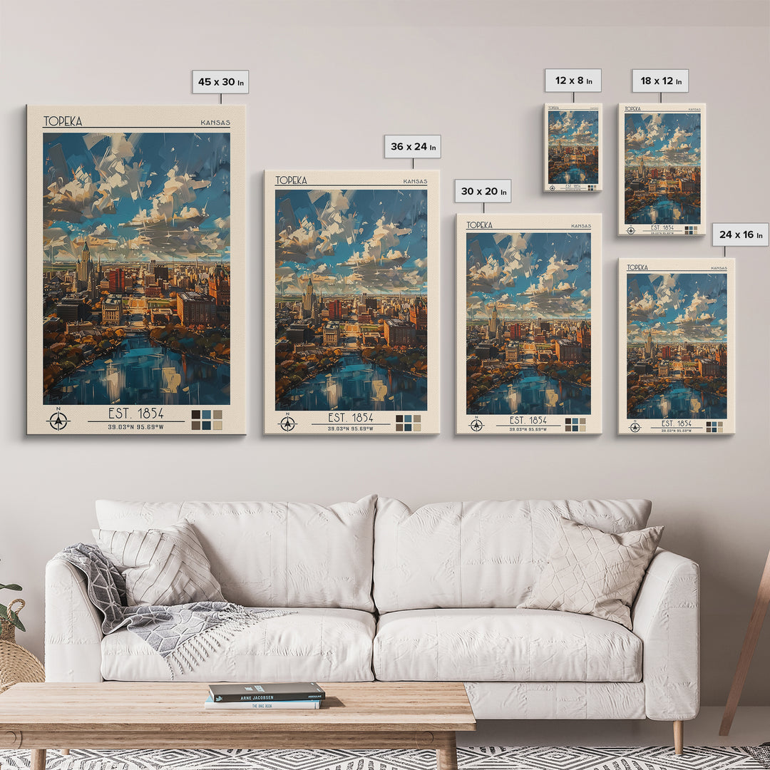 Topeka Travel Poster, Framed Canvas Print, City Travel Poster, Travel Wall Decor, Fine Art Print, Poster Art, Wall Art, Travel Print